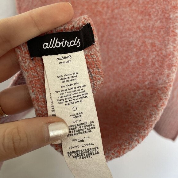 Allbirds Merino Wool Scarf In Rust Red & Gray Wave Pattern comfortable warm - Picture 2 of 5